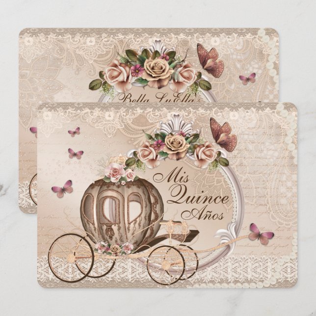 Sweet sixteen Quinceanera Birthday-inbjudan Inbjudningar (Fram/baksida)