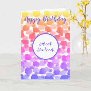Sweet sixteen Rainbow Färg Watercolor Birthday Kort