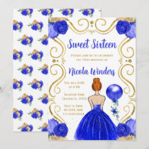 Sweet sixteen Red Hair Princess i Royal Blue