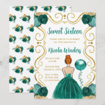 Sweet sixteen Red Hair Princess i Teal