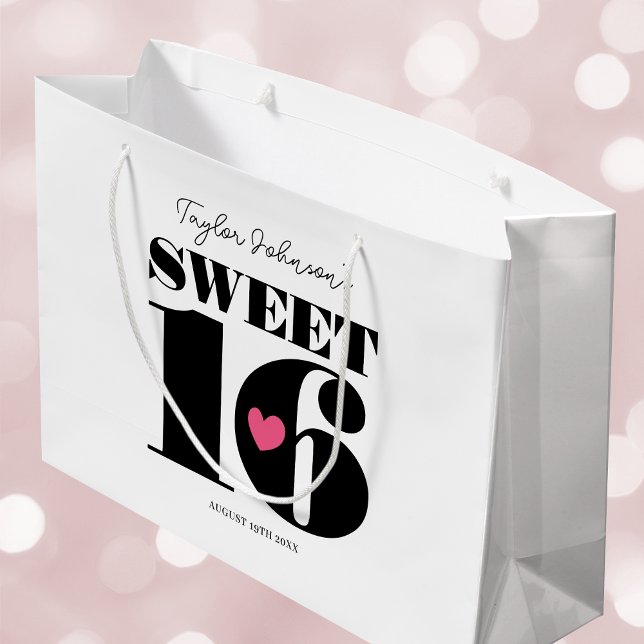 Sweet sixteen Retro Birthday Tonåring vit Rosa (Skapare uppladdad)