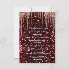Sweet sixteen Ro Blommigt Dress Glitter Drives Red Inbjudningar
