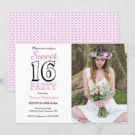 Sweet sixteen Rosa 16:e födelsedag Fotoinbjudan Inbjudningar