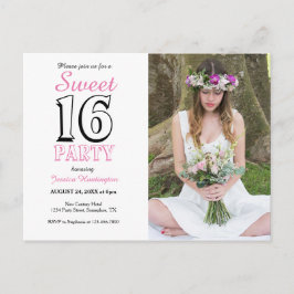 Sweet sixteen Rosa 16:e födelsedagsinbjudan Vykort