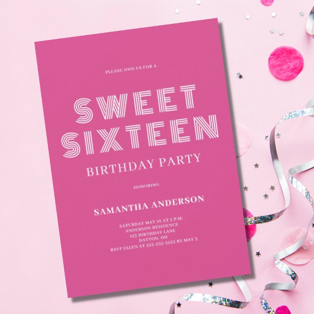 Sweet sixteen Rosa Birthday Inbjudningar (Skapare uppladdad)