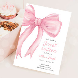 Sweet sixteen Rosa Bow Coquette 16:e födelsedagen Inbjudningar