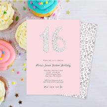 Sweet sixteen Rosa Grått Leopard Birthday