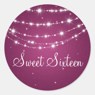 Sweet sixteen Rosa i mousserande kedjor Runt Klistermärke