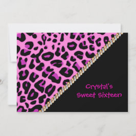 Sweet sixteen Rosa Leopard-inbjudan Inbjudningar