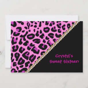 Sweet sixteen Rosa Leopard-inbjudan Inbjudningar