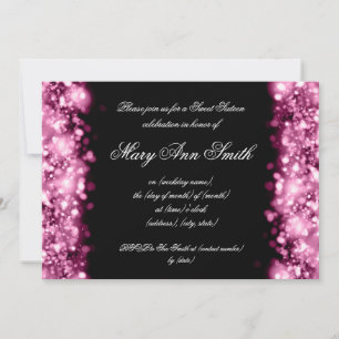 Sweet sixteen Rosa Sparkling Ljus Inbjudningar