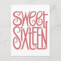 Sweet sixteen Rosa vykort