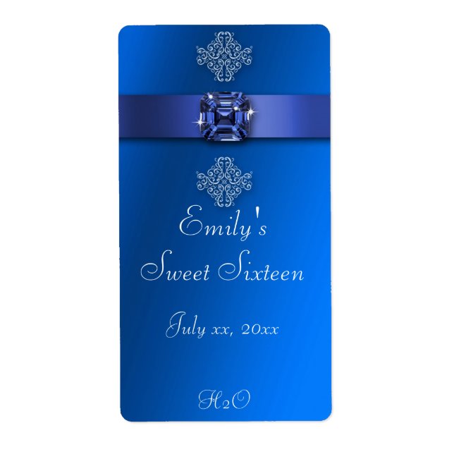 Sweet sixteen Royal blå Vattenflaska Fraktsedel (Framsidan)