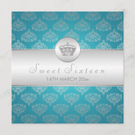 Sweet sixteen Royal Krona Blue Inbjudningar