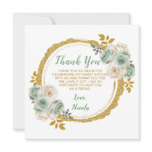 Sweet sixteen Sage Grönt och Guld Elegant Flowers