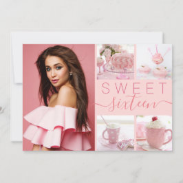 Sweet sixteen Söt Rosa Instagram Foton Inbjudningar