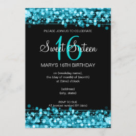 Sweet sixteen Sparkles blått Inbjudningar