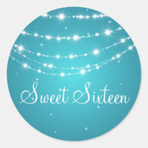 Sweet sixteen Sparkling chain Blue Runt Klistermärke