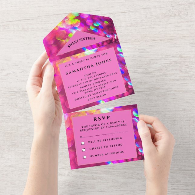 Sweet sixteen Sparkly Glitter Girly shock rosa (Avrivbar del)