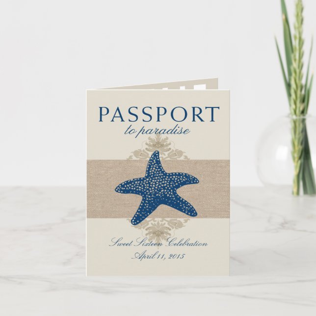 Sweet sixteen Starfish Passport till Mexiko Inbjudan (Framsida)