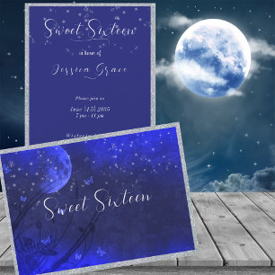 Sweet sixteen, Stars Måne Enchanted Evening Lila Inbjudningar