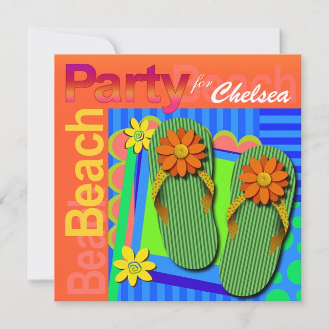 Sweet sixteen Summer Roligt Flinflip flops - Beach Inbjudningar (Framsida)