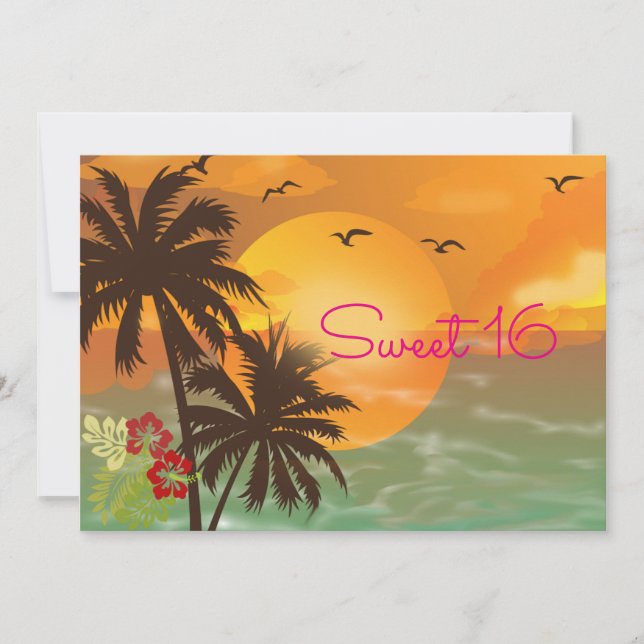 Sweet sixteen, tropisk inbjudan till Hawaii Luau (Framsida)