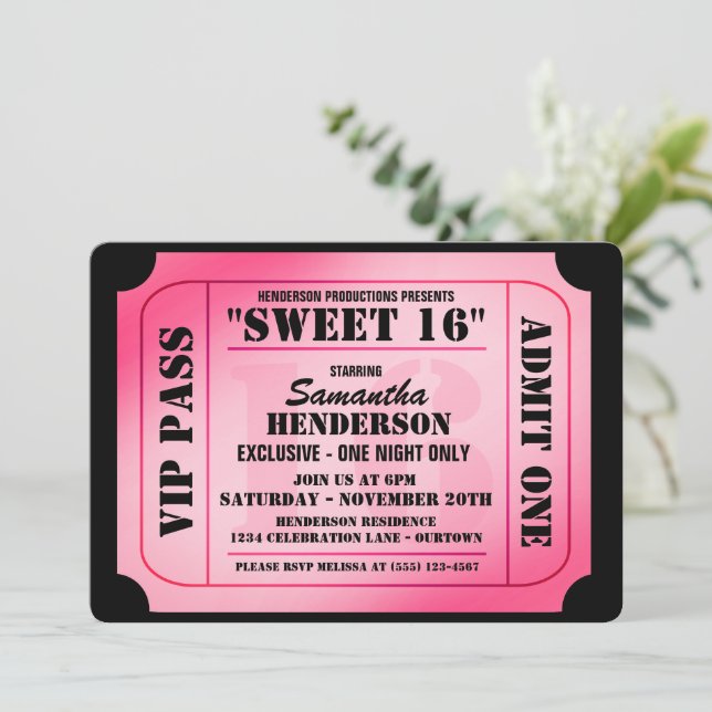 Sweet sixteen VIP-inbjudningar till Stil-partiet B Inbjudningar (Stående Fram)