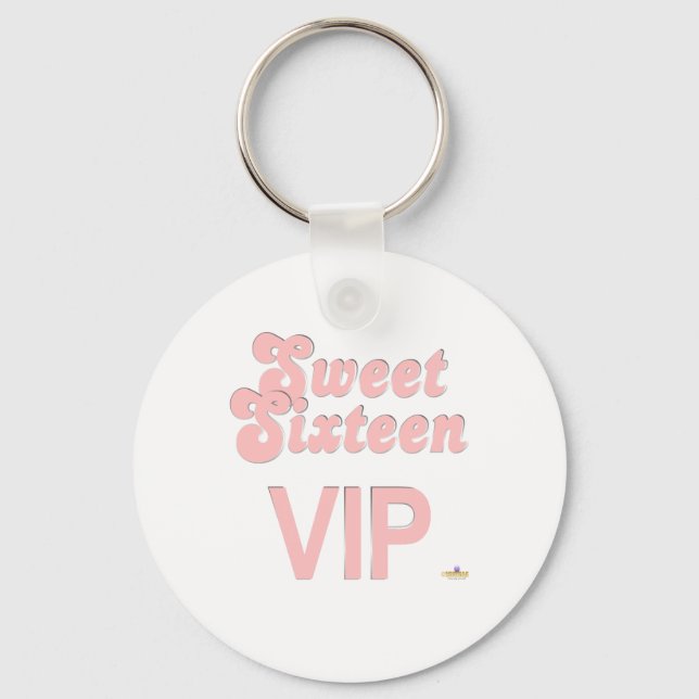 Sweet sixteen VIP-Rosa och Silver Nyckelring (Framsida)
