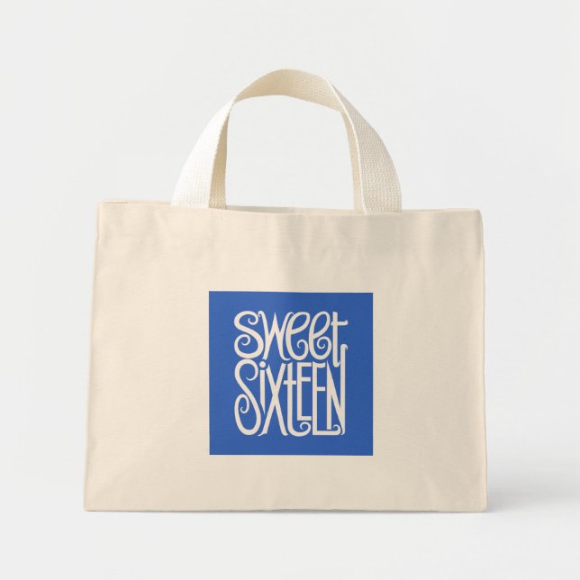Sweet sixteen, vitt papper mini tygkasse (Framsidan)