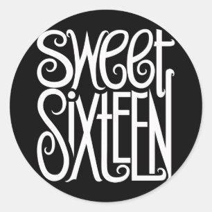 Sweet sixteen white Sticker Runt Klistermärke