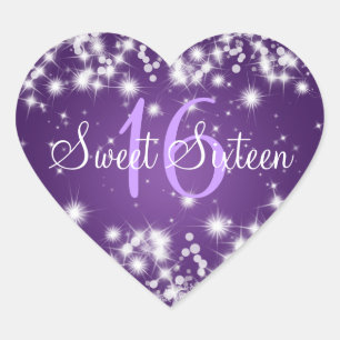 Sweet sixteen Winter Gnistra Lila Hjärtformat Klistermärke