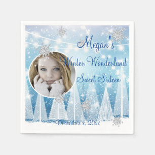 Sweet sixteen Winter Wonderland Diamond Hearts Pappersservett