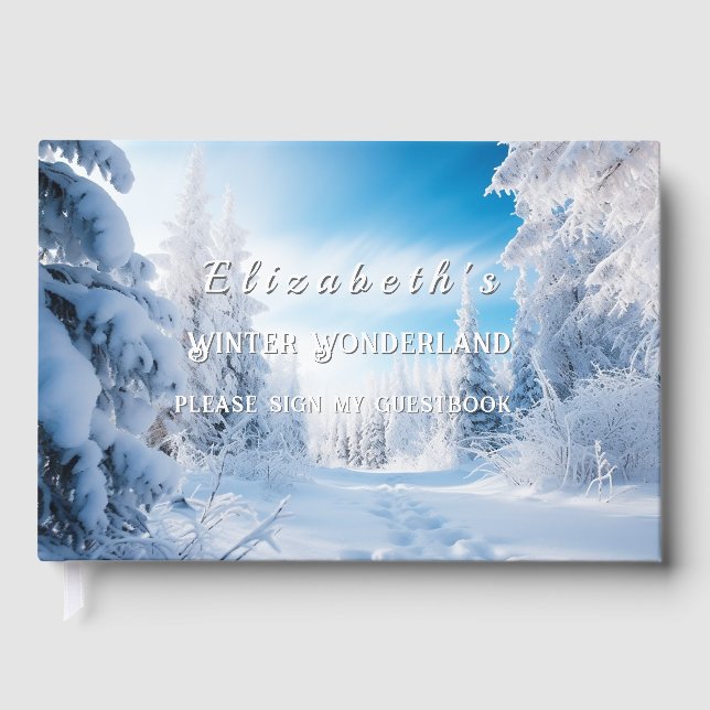 Sweet sixteen Winter Wonderland Gräs Träd Snö Gästböcker (Framsida)