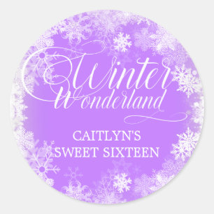 Sweet sixteen Winter Wonderland Snowflake Favor Runt Klistermärke