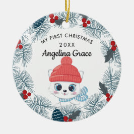 Sweet Skating Cat Baby 1st jul Julgransprydnad Keramik