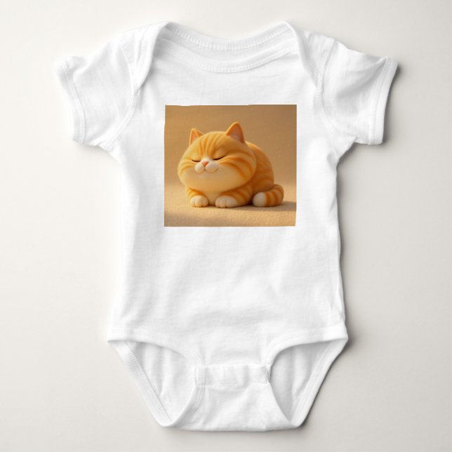 Sweet Sleeping Orange Tabby Cat – Baby Bodysuit De T Shirt (Framsida)