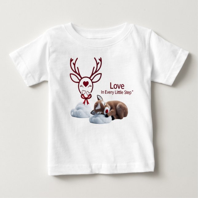 Sweet Sleeping Reindeer "Love in Every Little Step T Shirt (Framsida)