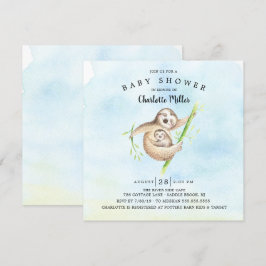 Sweet Sloth Boys Baby Shower Inbjudningar