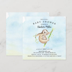Sweet Sloth Boys Baby Shower Inbjudningar