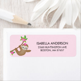 Sweet Sloth Girls Baby Shower-adressetikett Returadress Etikett