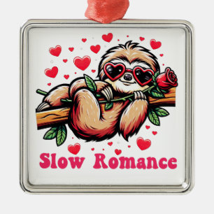 Sweet Sloth Moments: Valentindagen Slow Romantik Julgransprydnad Metall