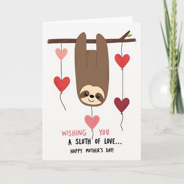Sweet Sloth Mothers Day Card Kort (Framsida)