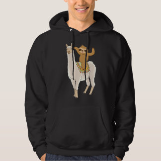 Sweet Sloth Rides Alpaca Llama Animal Hoodie