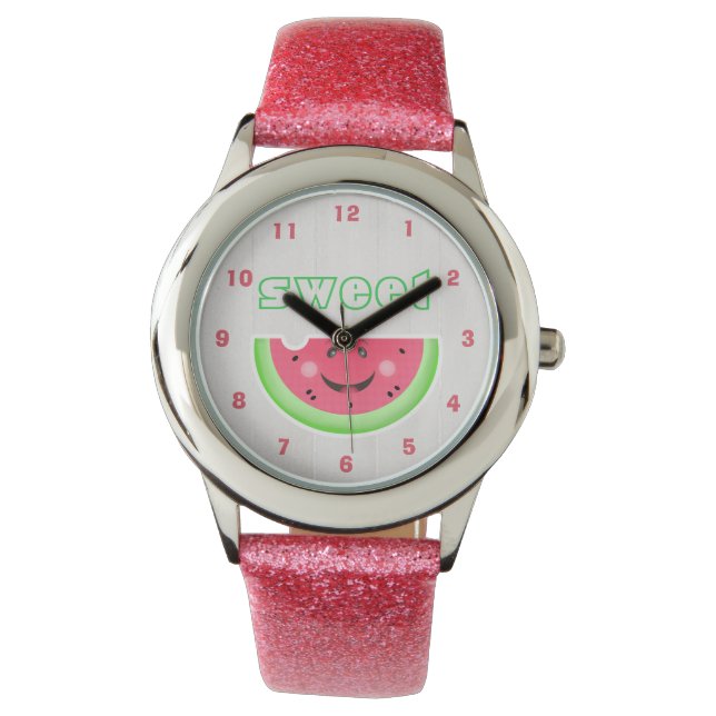 Sweet Smile Watermelon Tecknad Glitter Strap Watch Armbandsur (Framsida)
