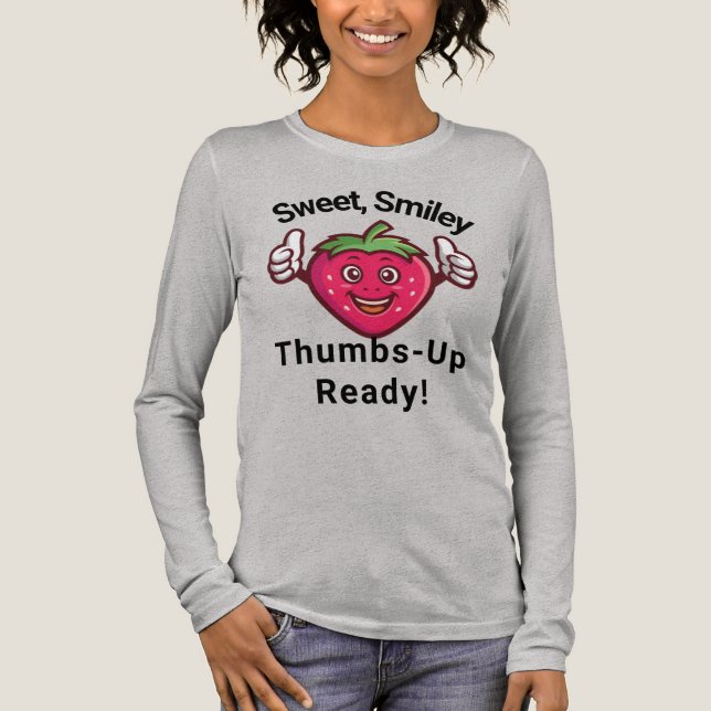 Sweet Smiley Strawberry Thumbs-Up Långärmad Tee (Framsida)