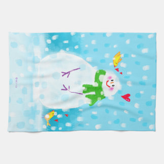 Sweet Snögubbe jul Helgdag Kitchen Tea Towel Kökshandduk
