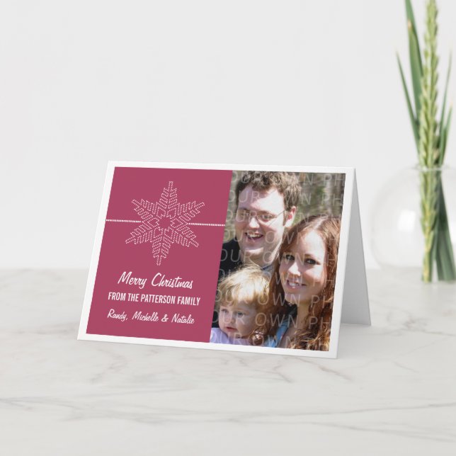 Sweet Snowflake Helgdag Card, Rosa Helgkort (Framsida)