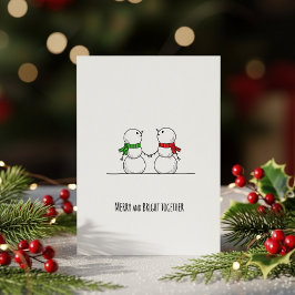 Sweet Snowman Couple Christmas Greeting Card Julkort