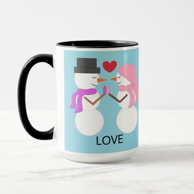 Sweet Snowpeople in Love:  Light Blue Mugg (Vänster)